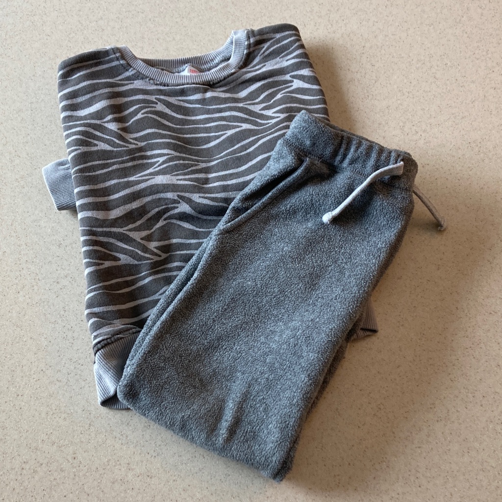 Gray Zebra Sweatshirt And Gray Jogger Pant Kids Size 4/5
